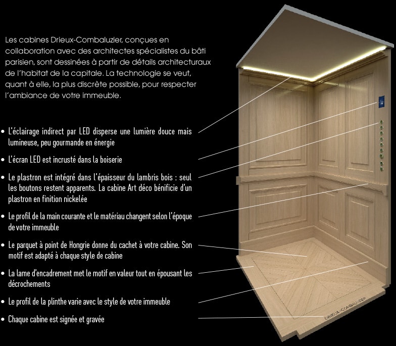 Cabine d'ascenseur Drieux Combaluzier