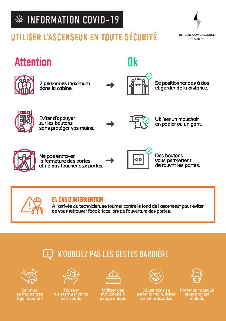 Utiliser l’ascenseur en toute sécurité durant le COVID 19